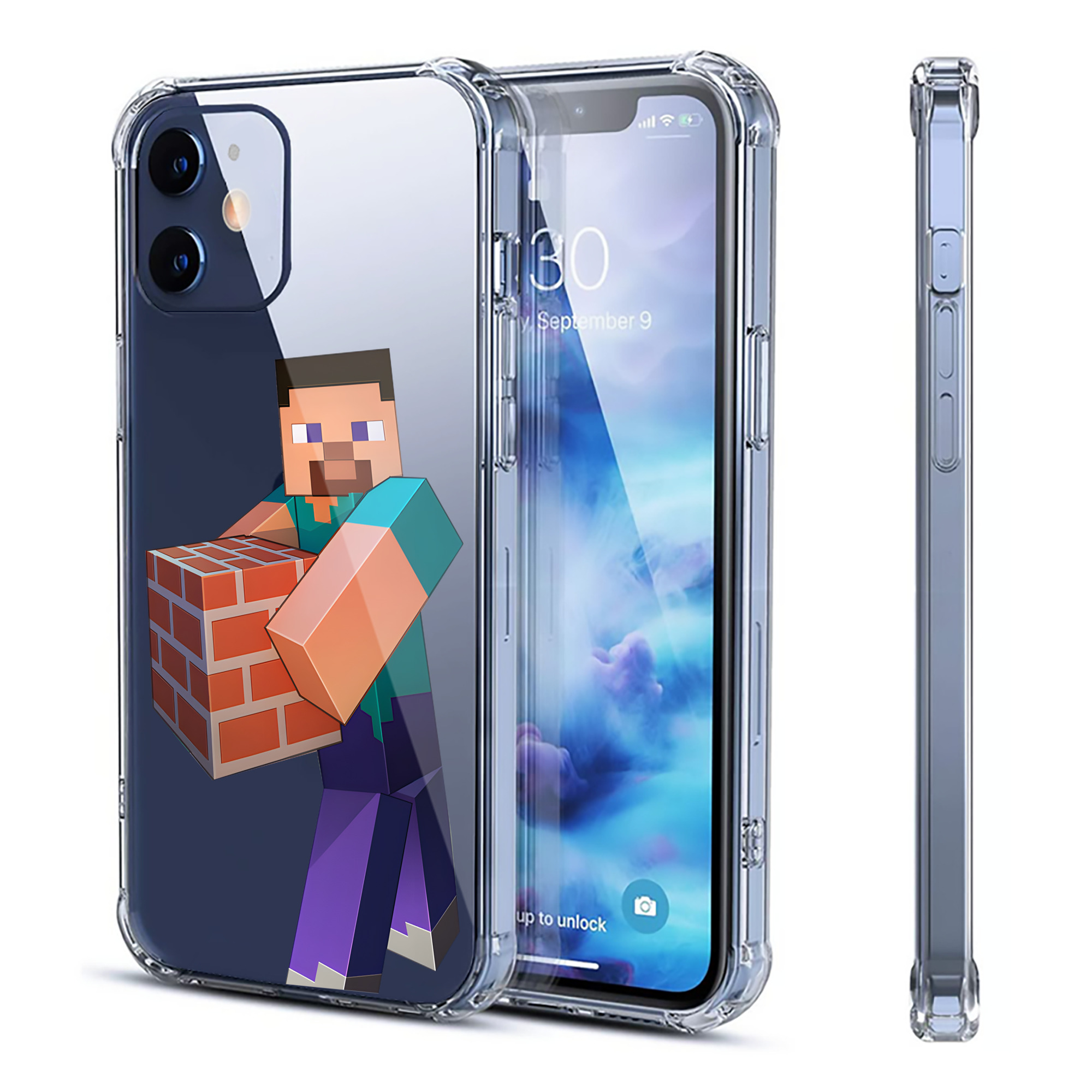 （画像用） マインクラフト ブロックの世界 Minecraft MC Block world 【iPhone 12シリーズ対応】透明スマホケース（クリアソフトケース）